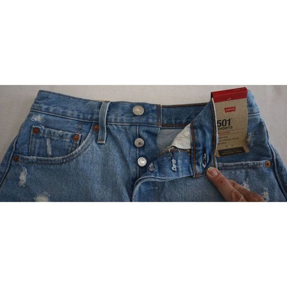 Levi's 501 Women's Sz 26 Blue Mid-Thigh High Rise Straight Fit Denim Shorts $60 - Picture 3 of 6